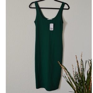 Emerald green midi body con dress